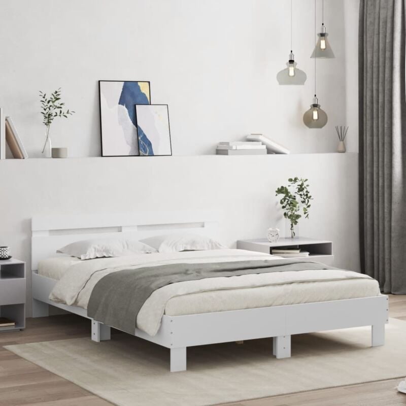 foto del prodotto giroletto con testiera bianco 150x200 cm in legno multistrato vidaxl
