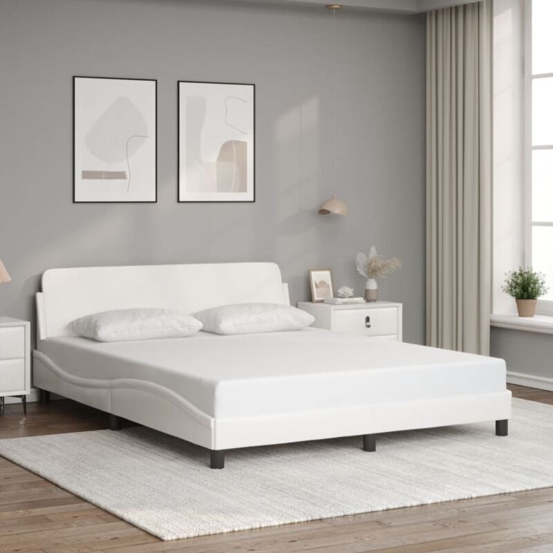 foto del prodotto giroletto con testiera bianco 160x200 cm in similpelle vidaxl