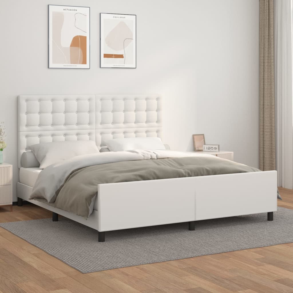 foto del prodotto giroletto con testiera bianco 180x200 cm in similpelle cod mxl 65063