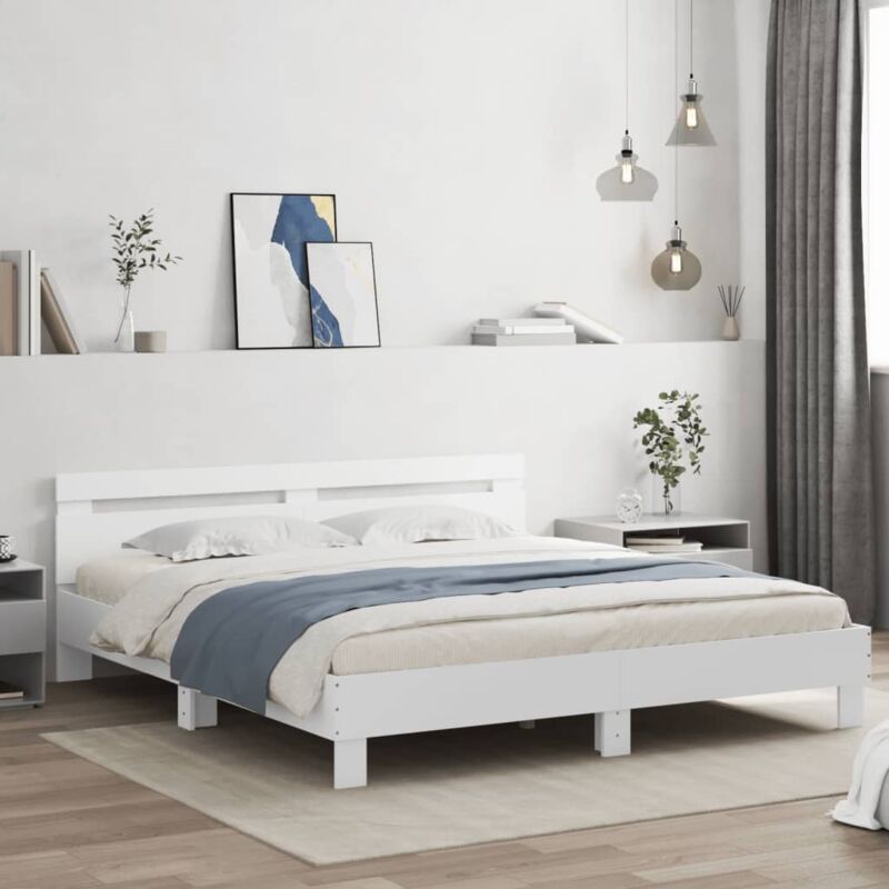 foto del prodotto giroletto con testiera bianco 200x200 cm in legno multistrato vidaxl