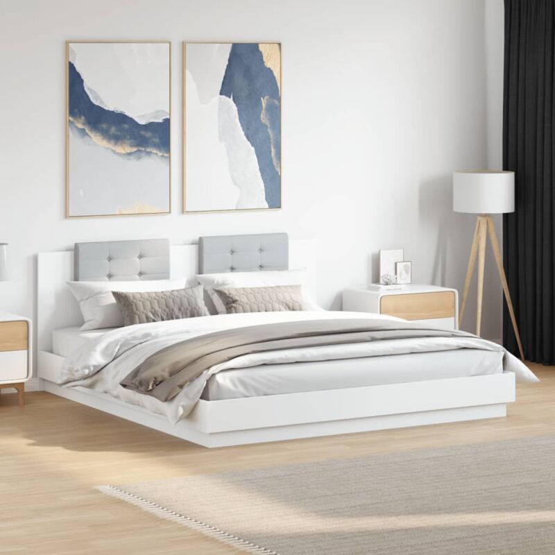 foto del prodotto giroletto con testiera bianco 200x200 cm in legno multistrato vidaxl