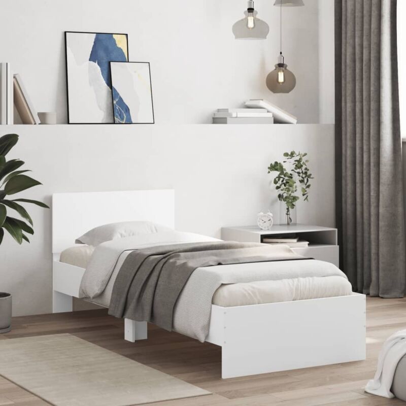 foto del prodotto giroletto con testiera bianco 75x190 cm in legno multistrato - vidaxl