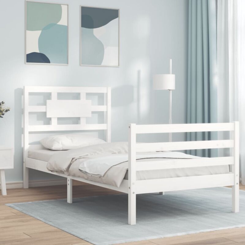 foto del prodotto giroletto con testiera bianco 90x200 cm in legno massello vidaxl