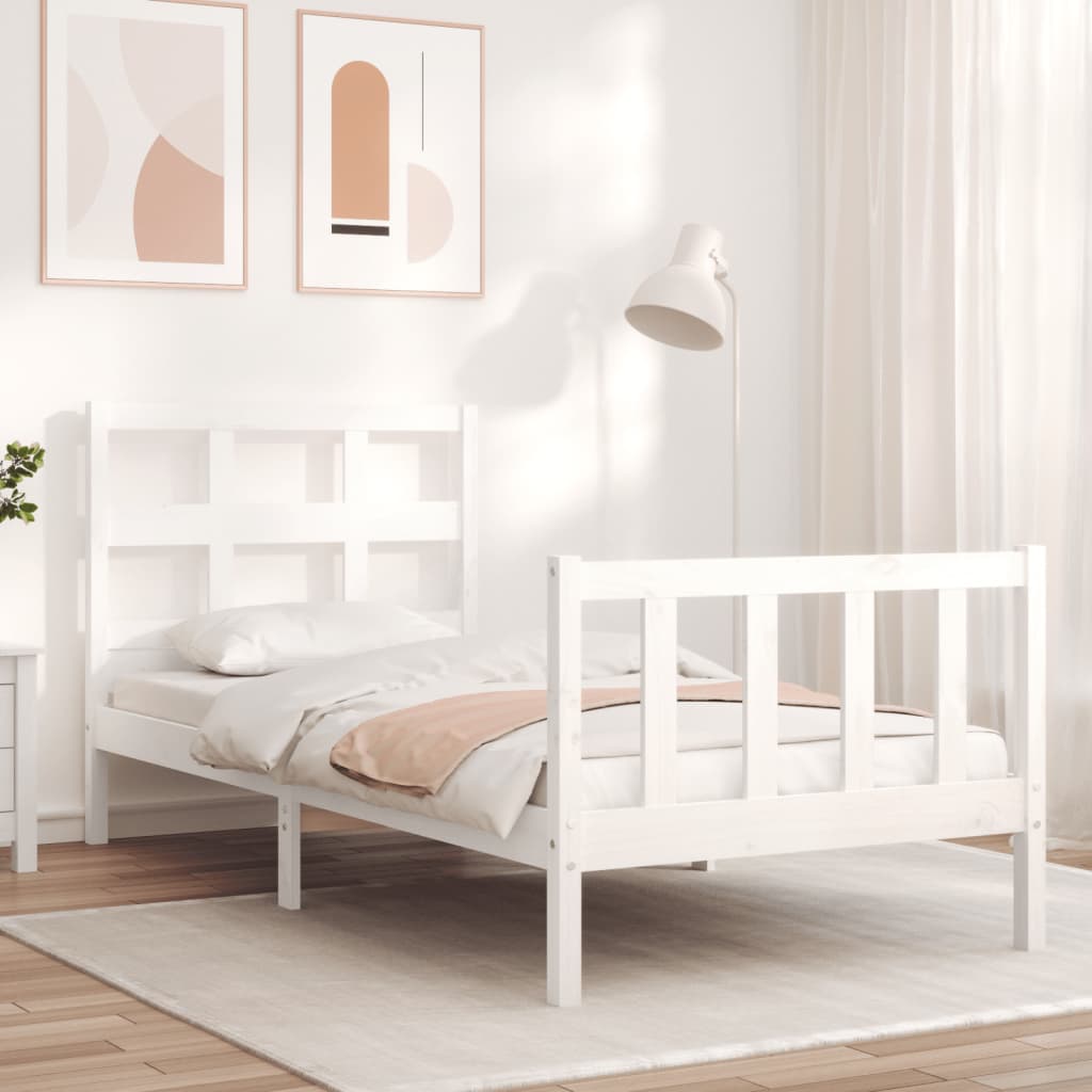 foto del prodotto giroletto con testiera bianco 90x200 cm in legno massellocod mxl 100935