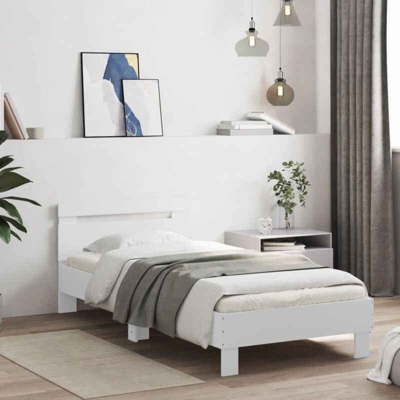 foto del prodotto giroletto con testiera bianco 90x200 cm in legno multistrato vidaxl