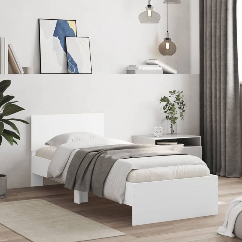 foto del prodotto giroletto con testiera bianco 90x200 cm in legno multistrato vidaxl