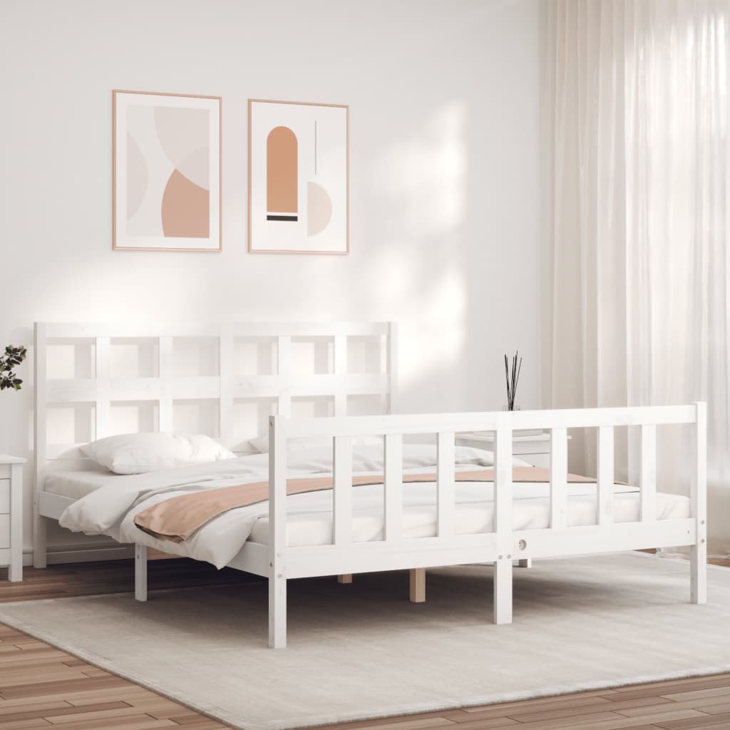 foto del prodotto giroletto con testiera bianco king size in legno massellocod mxl 81129
