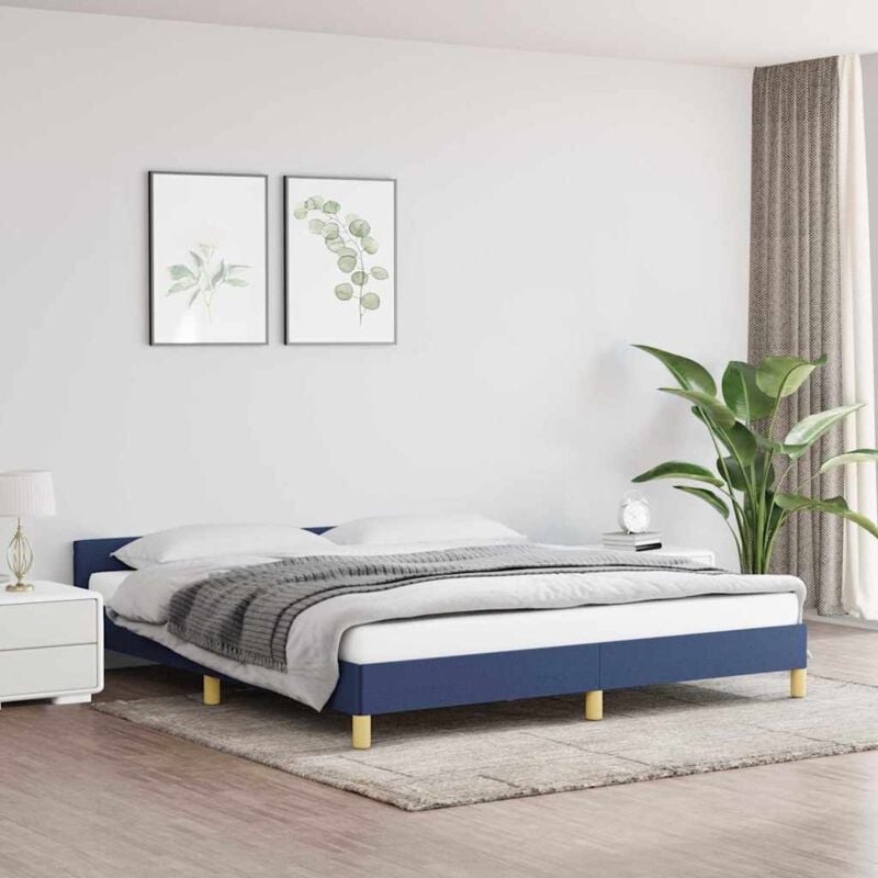 foto del prodotto giroletto con testiera blu 160x200 cm in tessuto cod mxl 60289
