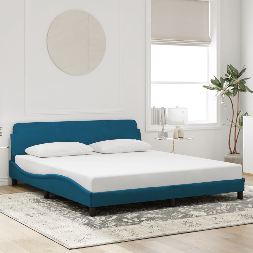 foto del prodotto giroletto con testiera blu 180x200 cm in vellutocod mxl 113842