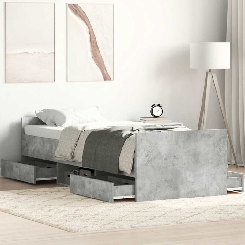 foto del prodotto giroletto con testiera e pediera grigio cemento 75x190 cm vidaxl