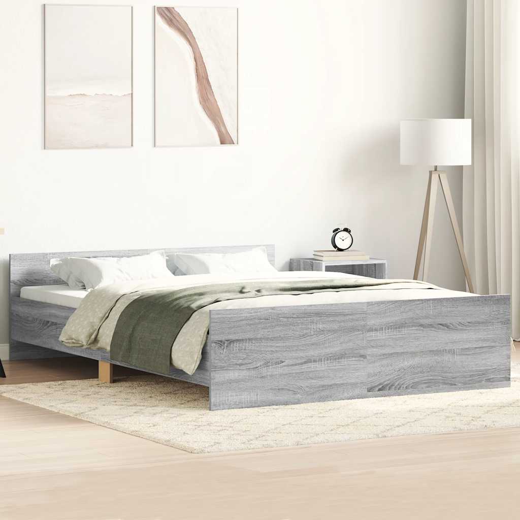 foto del prodotto giroletto con testiera e pediera grigio sonoma 120x200 cm
