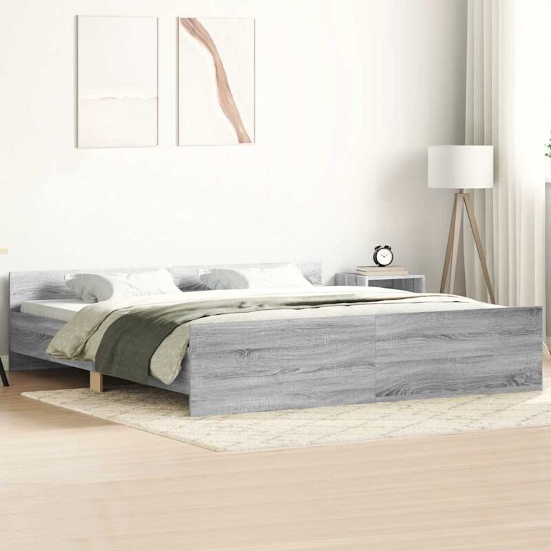 foto del prodotto giroletto con testiera e pediera grigio sonoma 160x200 cm vidaxl