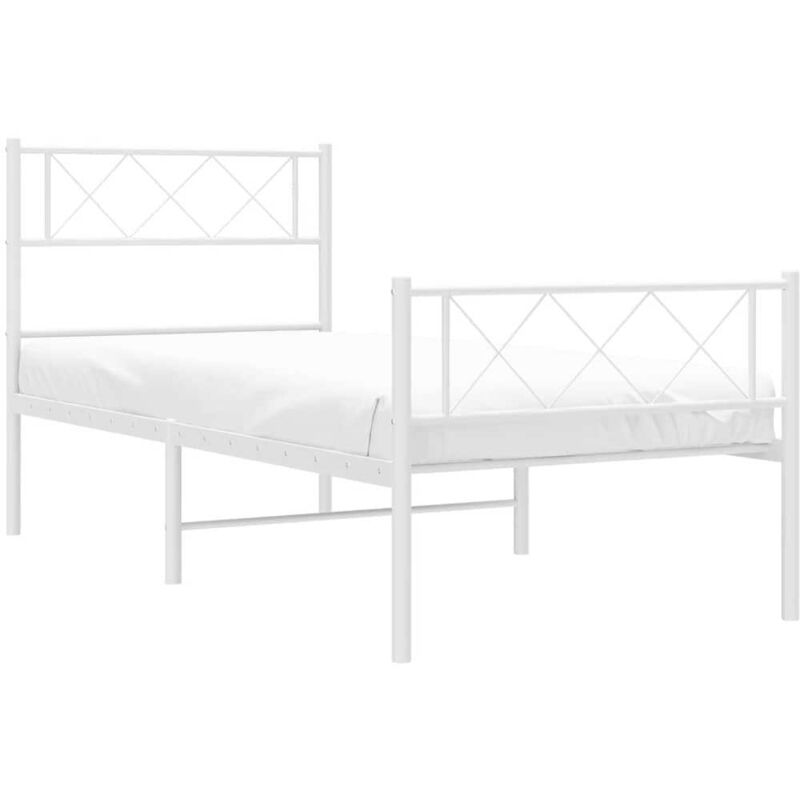 foto del prodotto giroletto con testiera e pediera metallo bianco 100x190 cm vidaxl