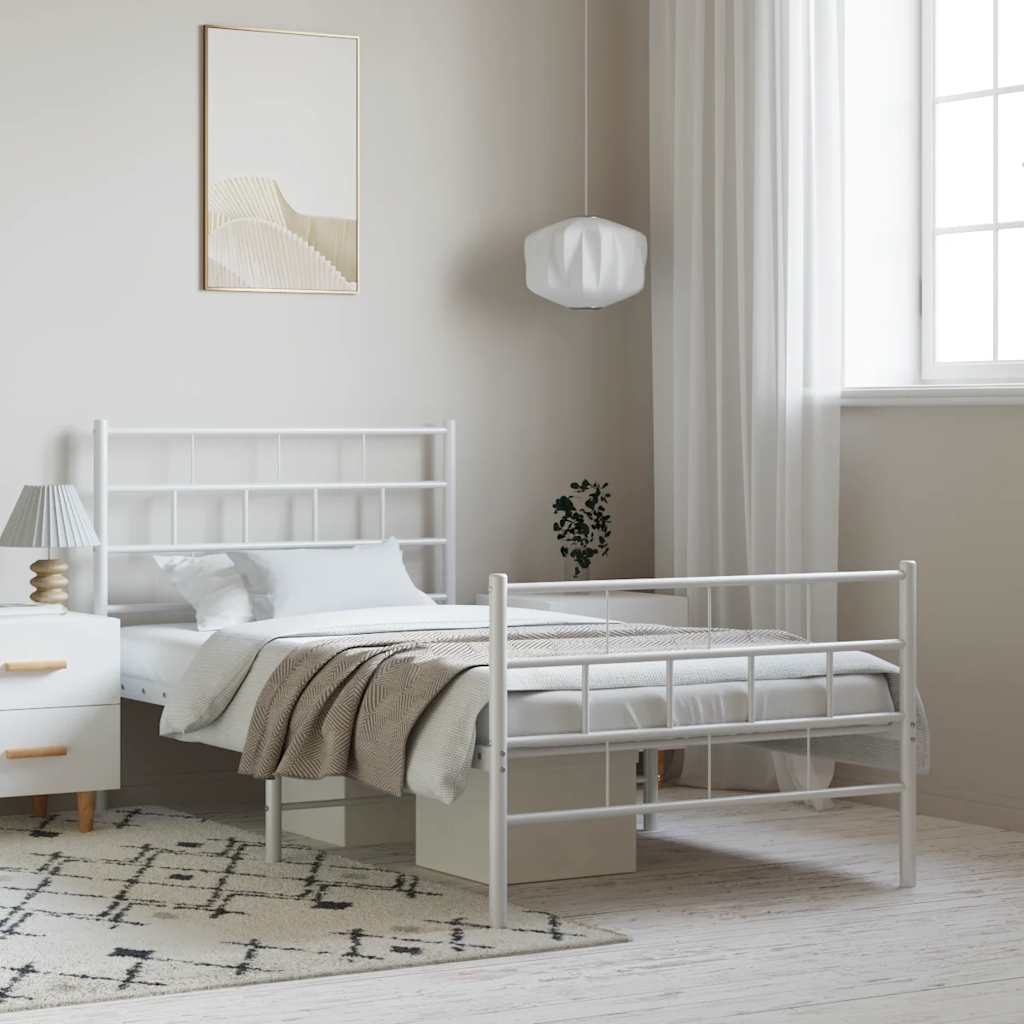 foto del prodotto giroletto con testiera e pediera metallo bianco 100x190 cmcod mxl 131223