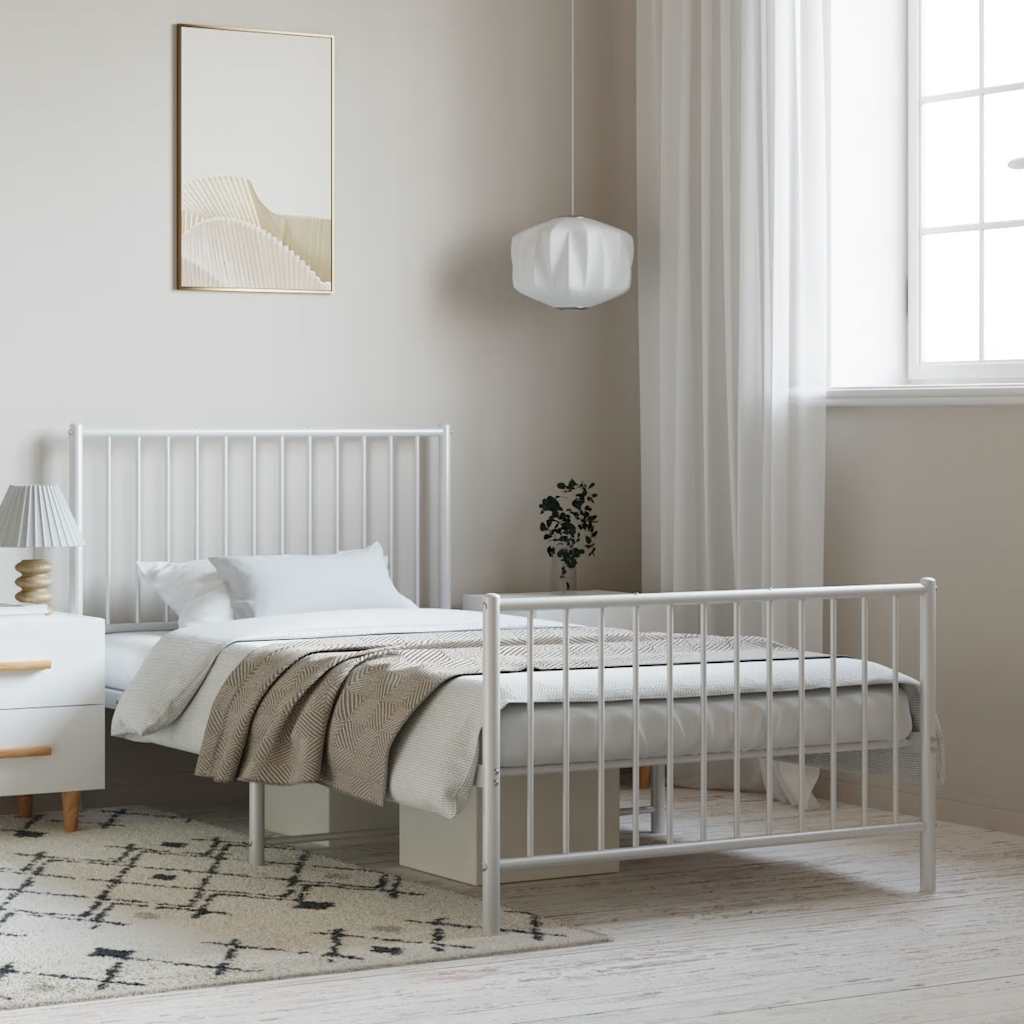 foto del prodotto giroletto con testiera e pediera metallo bianco 100x200 cmcod mxl 104458
