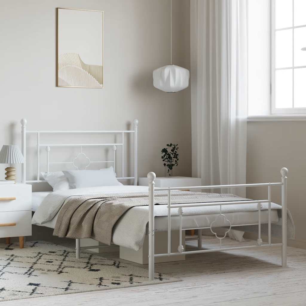 foto del prodotto giroletto con testiera e pediera metallo bianco 100x200 cmcod mxl 133682