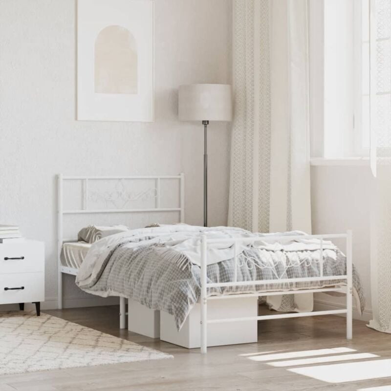 foto del prodotto giroletto con testiera e pediera metallo bianco 107x203 cm vidaxl