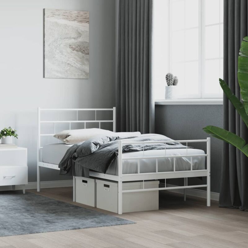 foto del prodotto giroletto con testiera e pediera metallo bianco 107x203 cm vidaxl