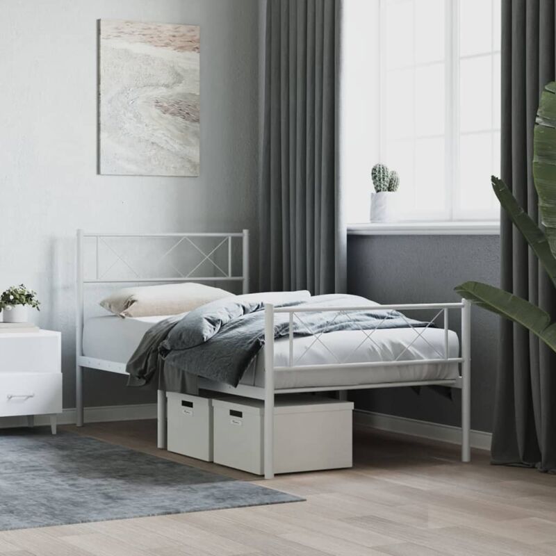 foto del prodotto giroletto con testiera e pediera metallo bianco 107x203 cm vidaxl