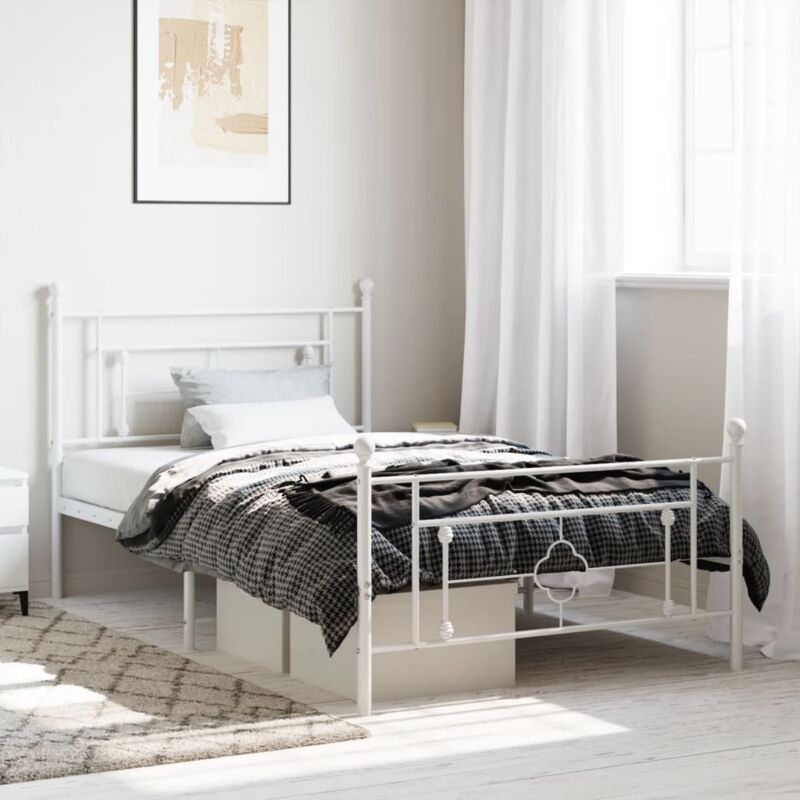 foto del prodotto giroletto con testiera e pediera metallo bianco 107x203 cm vidaxl