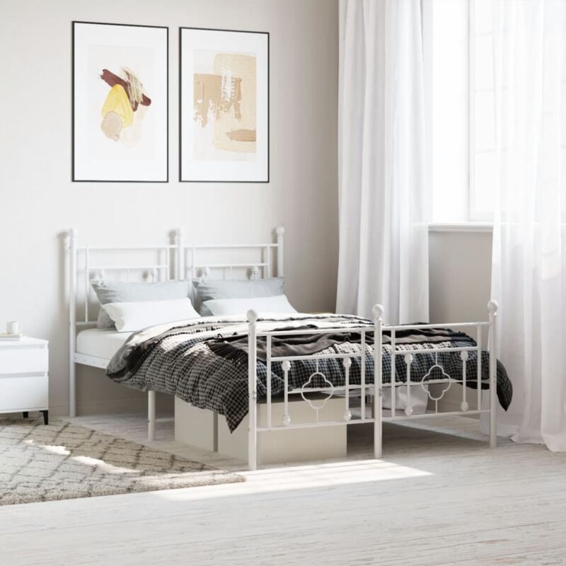 foto del prodotto giroletto con testiera e pediera metallo bianco 120x190 cm vidaxl