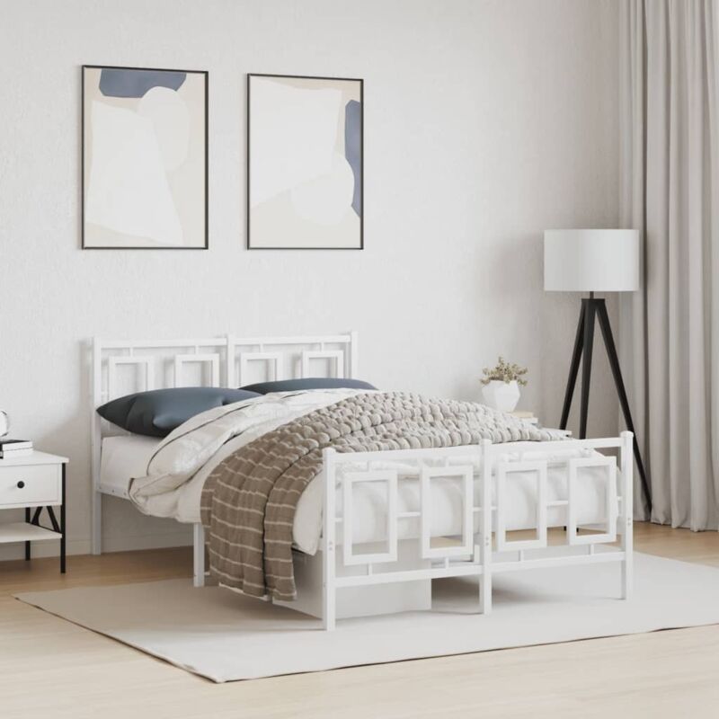 foto del prodotto giroletto con testiera e pediera metallo bianco 120x190 cm vidaxl