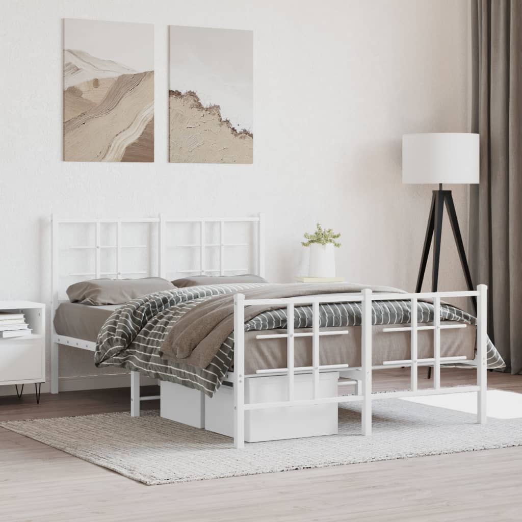 foto del prodotto giroletto con testiera e pediera metallo bianco 120x200 cm