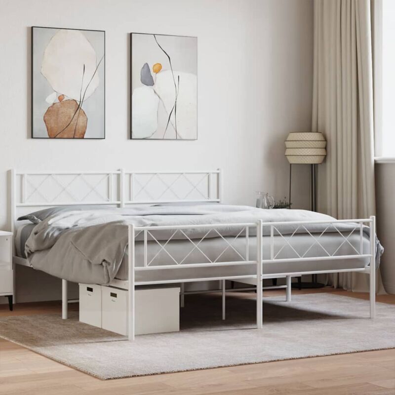 foto del prodotto giroletto con testiera e pediera metallo bianco 120x200 cm vidaxl 128465