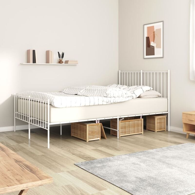 foto del prodotto giroletto con testiera e pediera metallo bianco 120x200 cm vidaxl