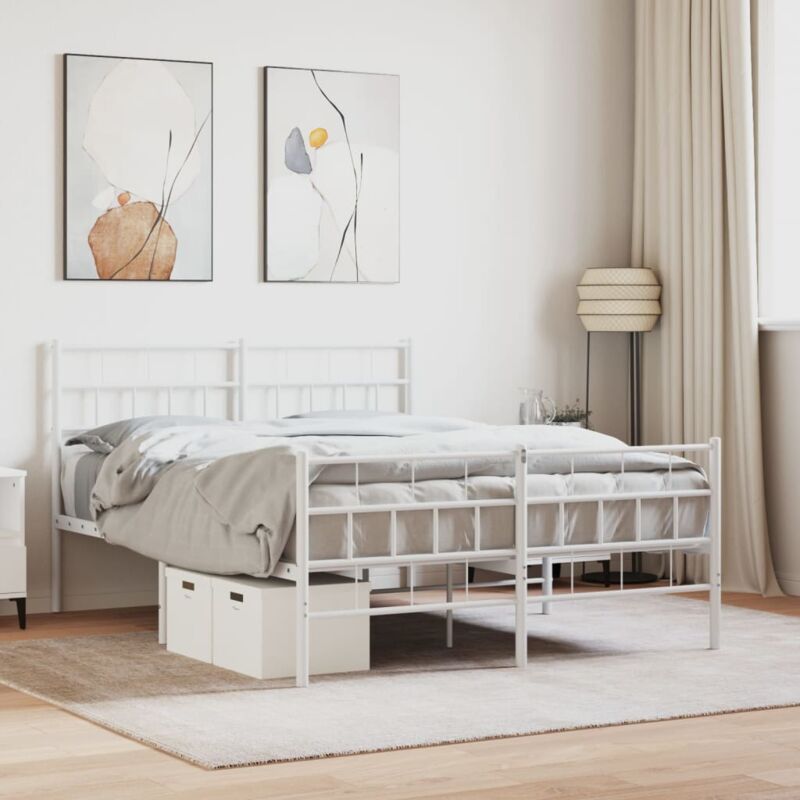 foto del prodotto giroletto con testiera e pediera metallo bianco 120x200 cm vidaxl