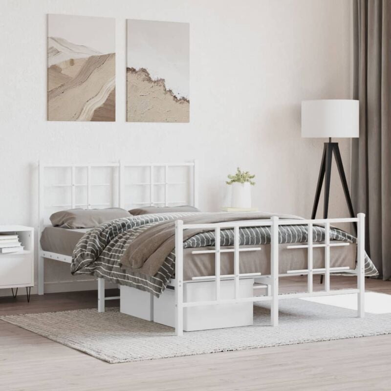 foto del prodotto giroletto con testiera e pediera metallo bianco 120x200 cm vidaxl