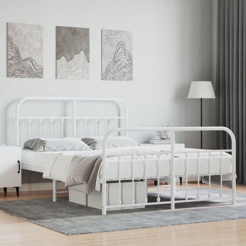 foto del prodotto giroletto con testiera e pediera metallo bianco 140x190 cm vidaxl