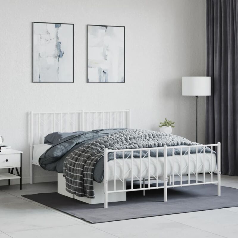 foto del prodotto giroletto con testiera e pediera metallo bianco 140x190 cm vidaxl