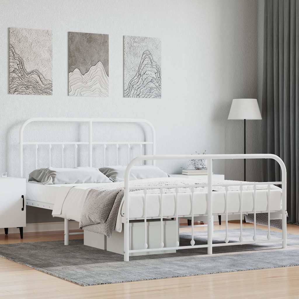 foto del prodotto giroletto con testiera e pediera metallo bianco 140x190 cmcod mxl 103130