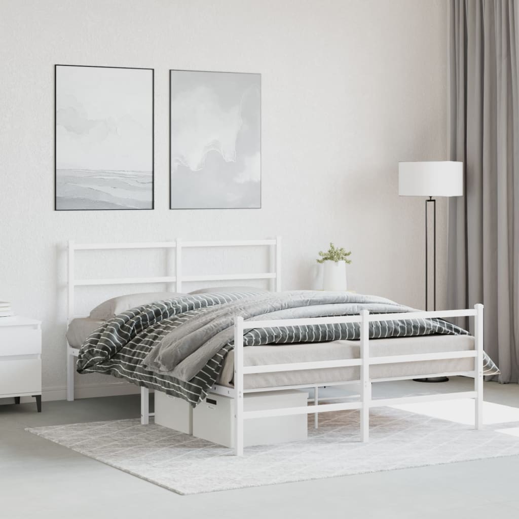 foto del prodotto giroletto con testiera e pediera metallo bianco 140x200 cm