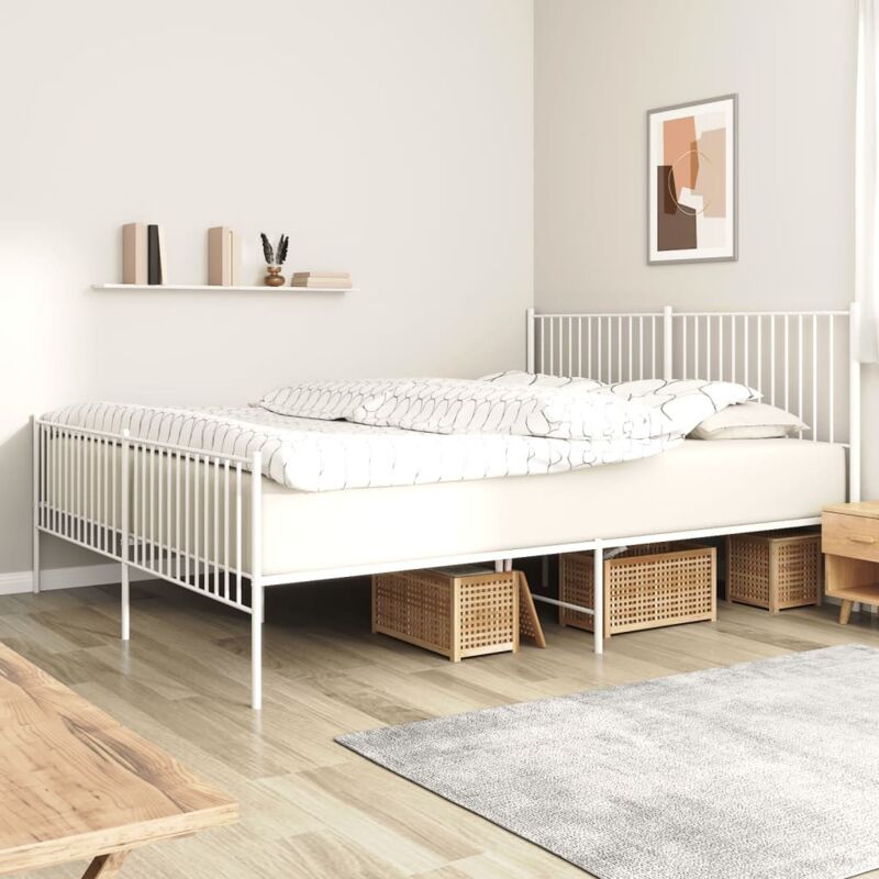 foto del prodotto giroletto con testiera e pediera metallo bianco 200x200 cm vidaxl