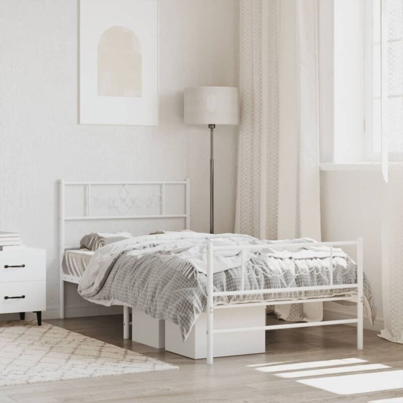 foto del prodotto giroletto con testiera e pediera metallo bianco 75x190 cm vidaxl