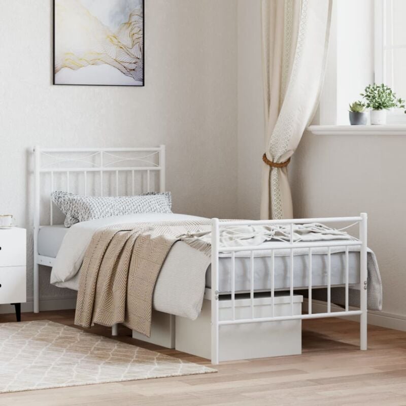 foto del prodotto giroletto con testiera e pediera metallo bianco 75x190 cm vidaxl