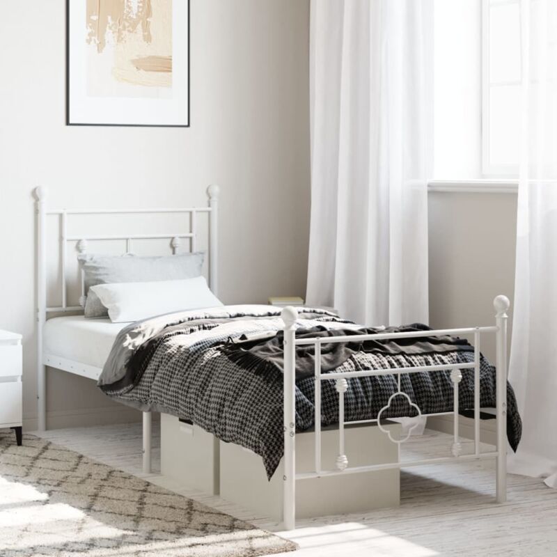 foto del prodotto giroletto con testiera e pediera metallo bianco 75x190 cm vidaxl