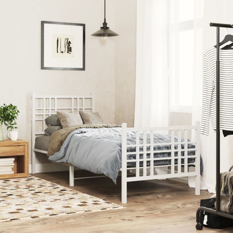 foto del prodotto giroletto con testiera e pediera metallo bianco 75x190 cm vidaxl