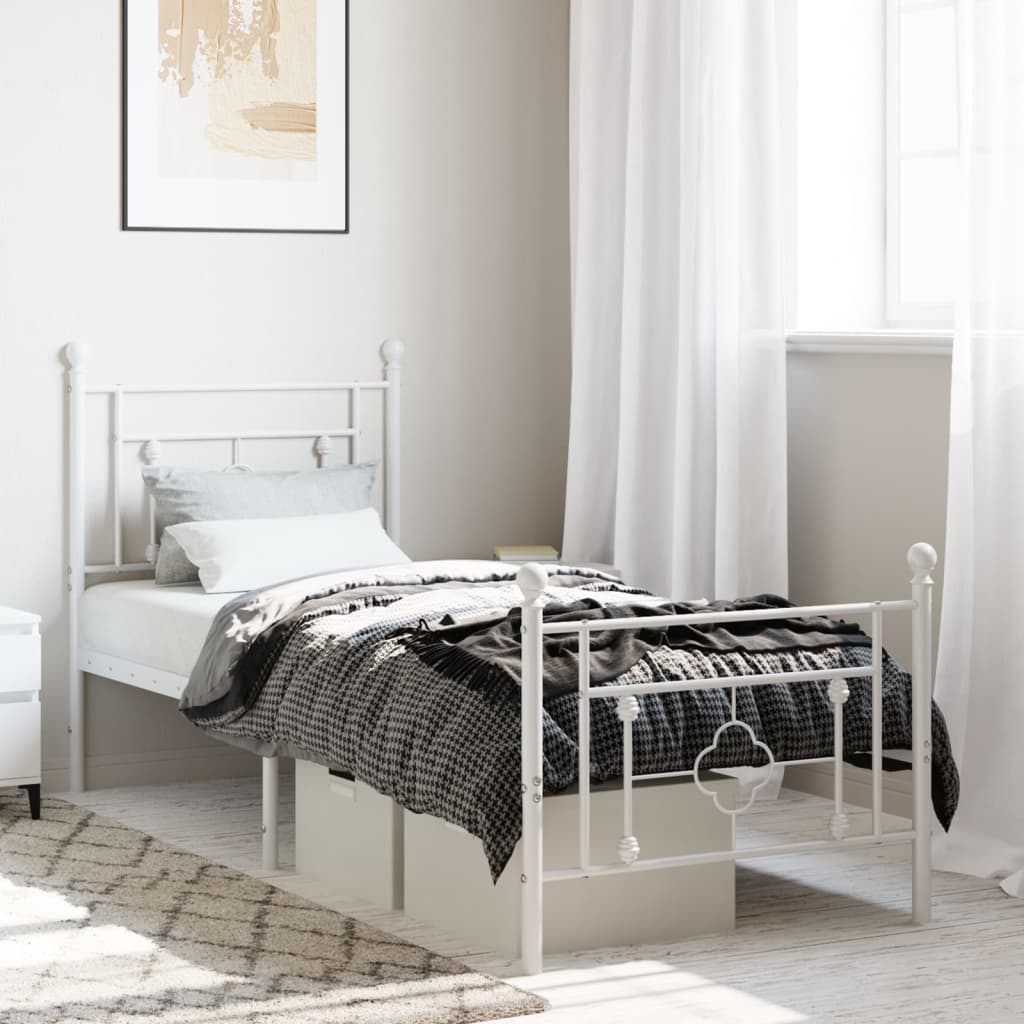 foto del prodotto giroletto con testiera e pediera metallo bianco 75x190 cmcod mxl 109701