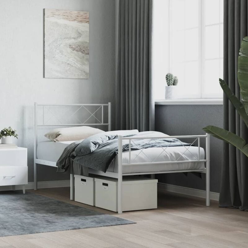 foto del prodotto giroletto con testiera e pediera metallo bianco 80x200 cm vidaxl