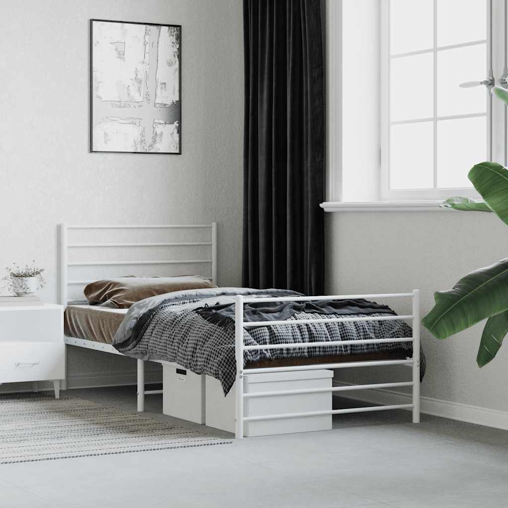 foto del prodotto giroletto con testiera e pediera metallo bianco 80x200 cmcod mxl 94623