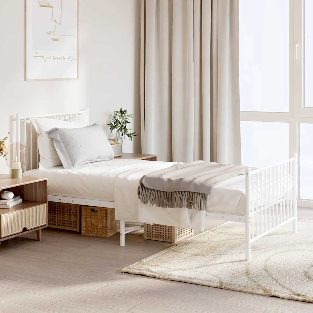 foto del prodotto giroletto con testiera e pediera metallo bianco 90x190 cmcod mxl 121312