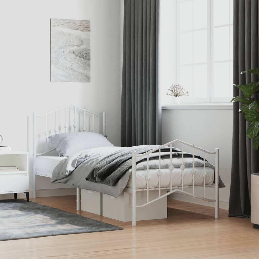 foto del prodotto giroletto con testiera e pediera metallo bianco 90x200 cmcod mxl 108278