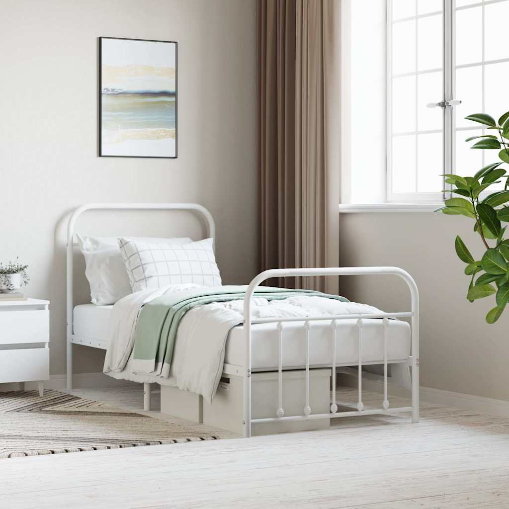 foto del prodotto giroletto con testiera e pediera metallo bianco 90x200 cmcod mxl 78934
