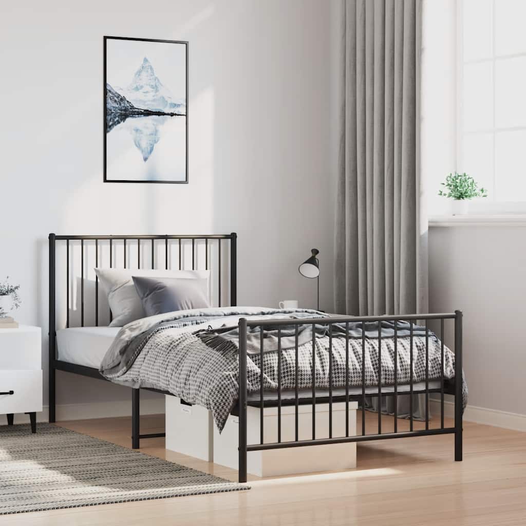 foto del prodotto giroletto con testiera e pediera metallo nero 100x190 cmcod mxl 105707