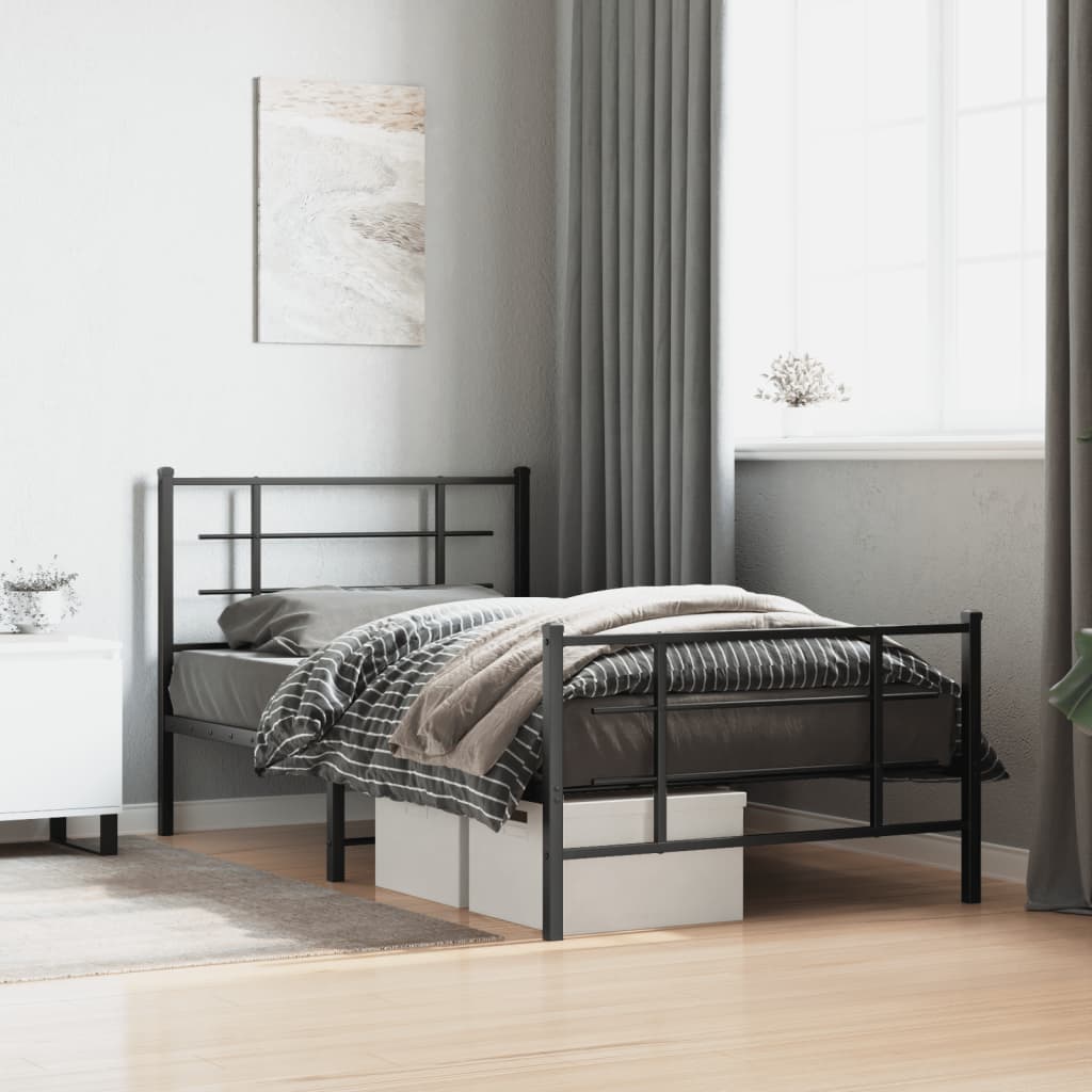 foto del prodotto giroletto con testiera e pediera metallo nero 100x190 cmcod mxl 86695