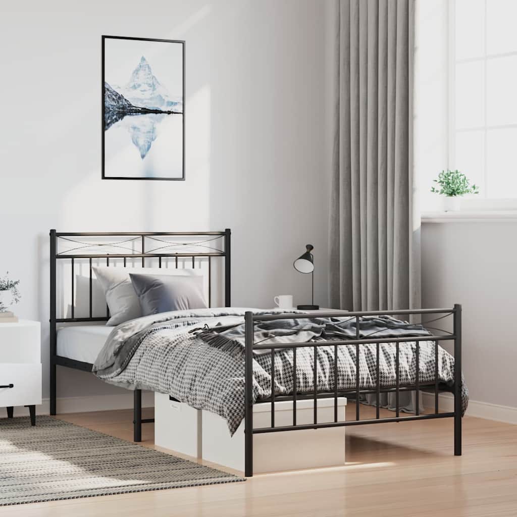 foto del prodotto giroletto con testiera e pediera metallo nero 100x200 cmcod mxl 107907