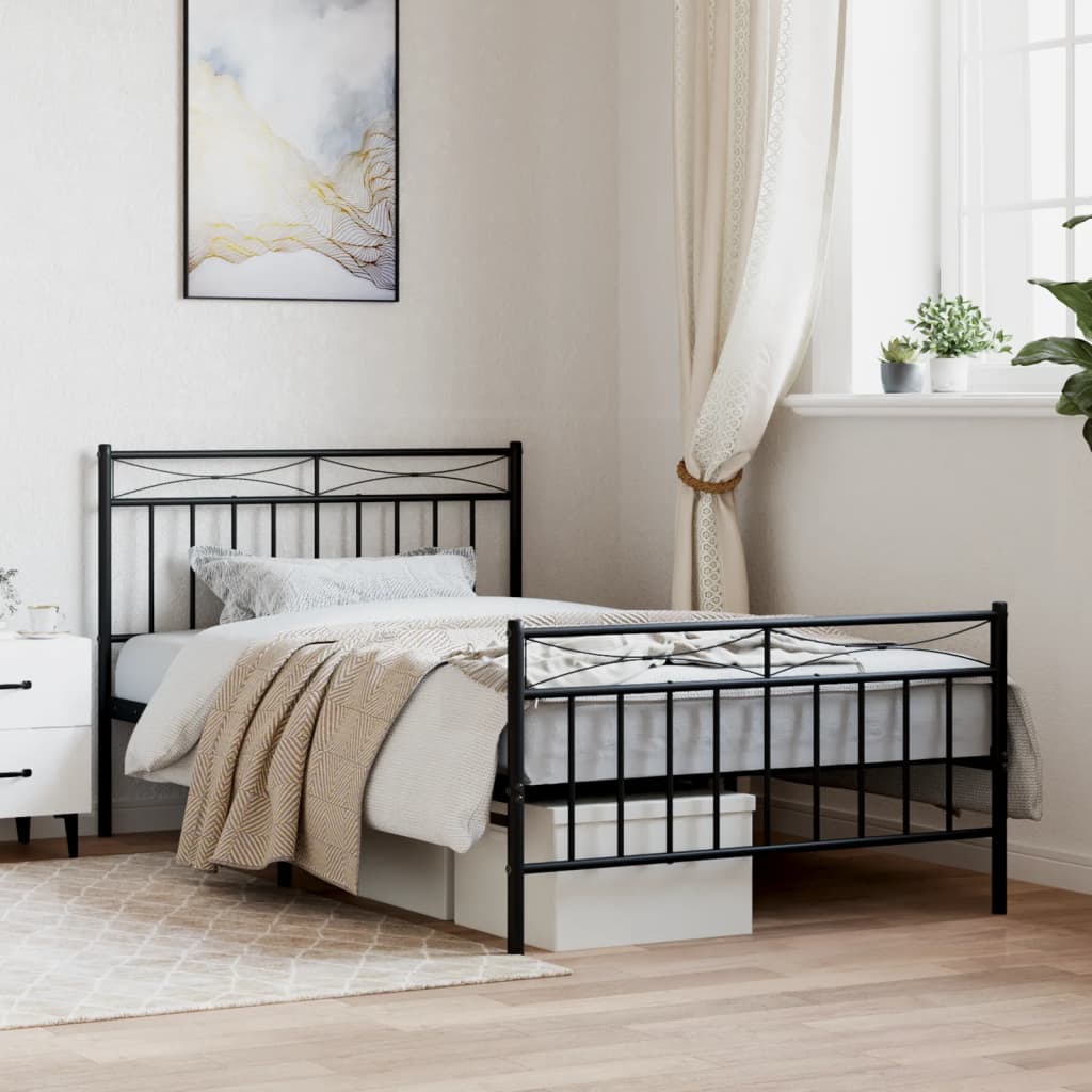 foto del prodotto giroletto con testiera e pediera metallo nero 107x203 cmcod mxl 83947